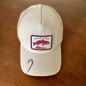Salt Life Hat with Camo Hat Pin One Size Beige